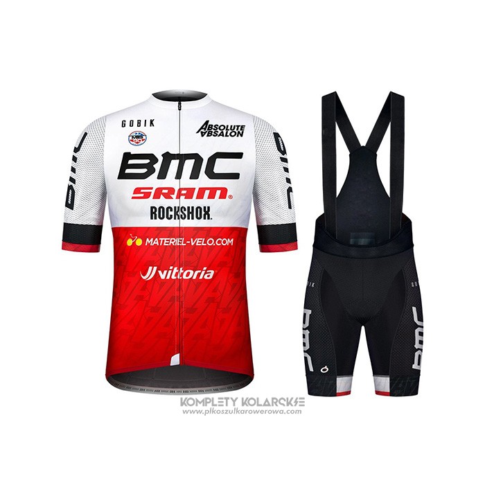 2021 Odziez Rowerowa BMC Bialy Czerwony Krotkie Rekawy I Rowerowe Szelkach